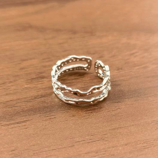 Silver Molten Flow Adjustable Ring