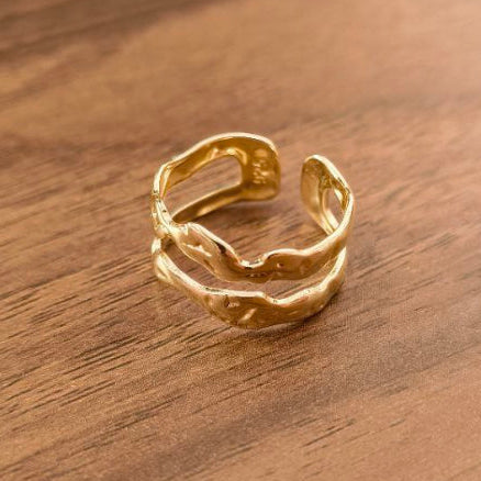 Golden Molten Flow Adjustable Ring