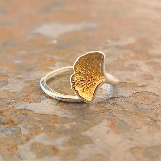 Golden Ginkgo Adjustable Ring